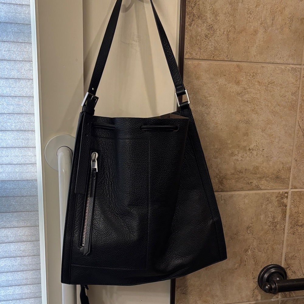 AllSaints Alpha Convertible Black Pebbled Leather Backpack. Like New.